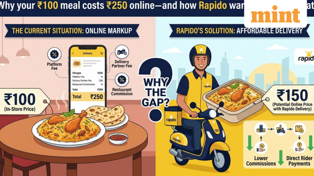 Why your ₹100 meal costs ₹250 online and how Rapido wants to change that